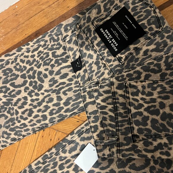 NWT Good American Good Ease Leopard Jeans - Picture 2 of 5